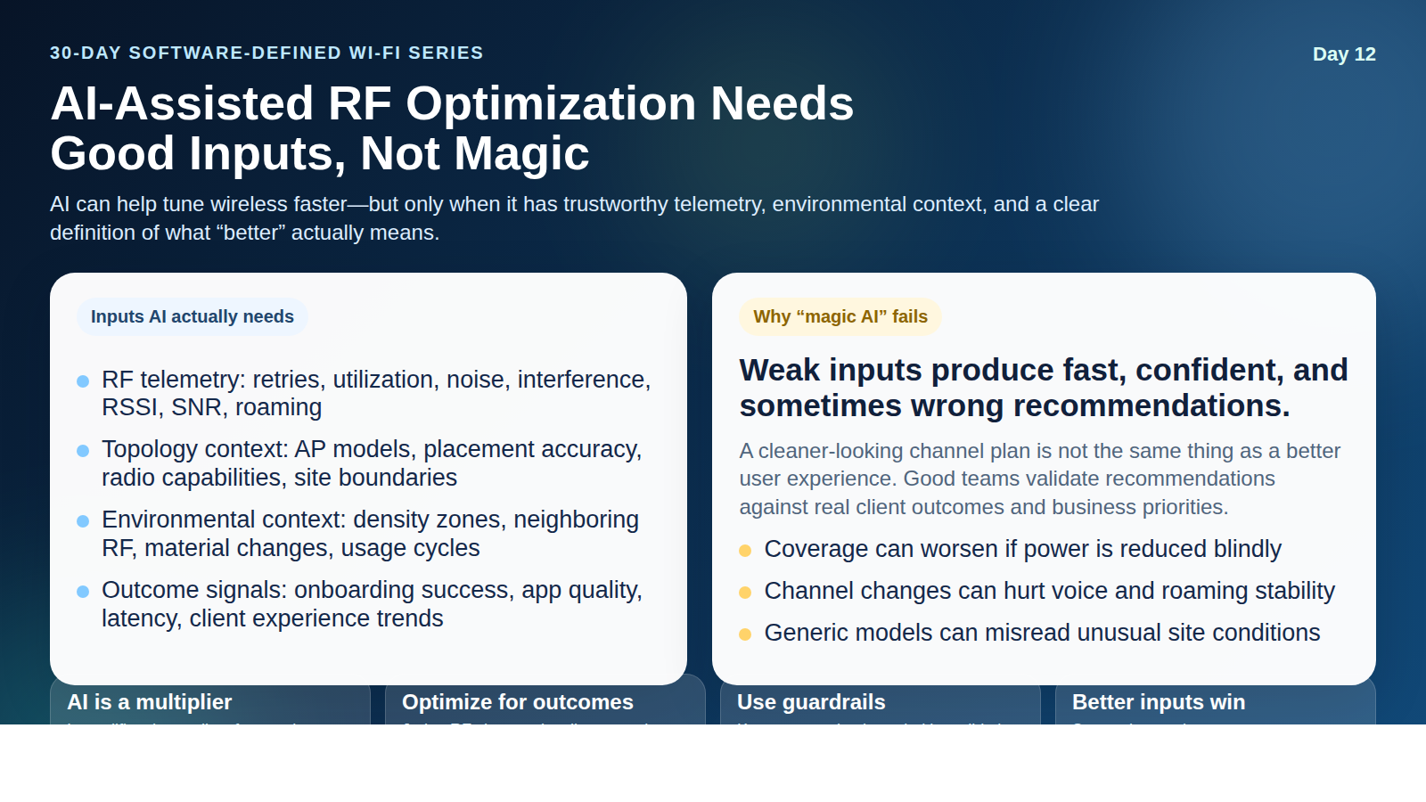 AI-Assisted RF Optimization Needs Good Inputs, Not Magic